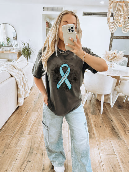 Floral design t-shirt with awareness ribbon