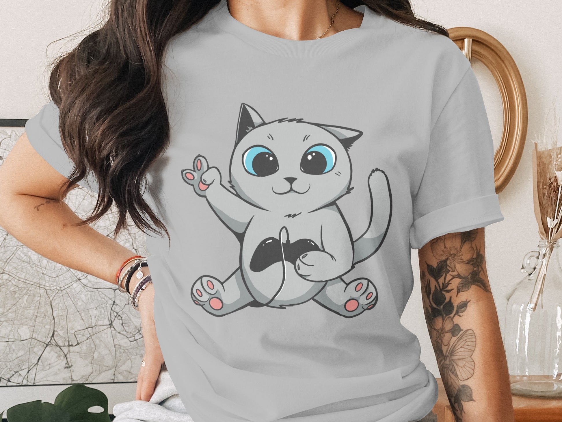 Cute Cat T-Shirt with Playful Design