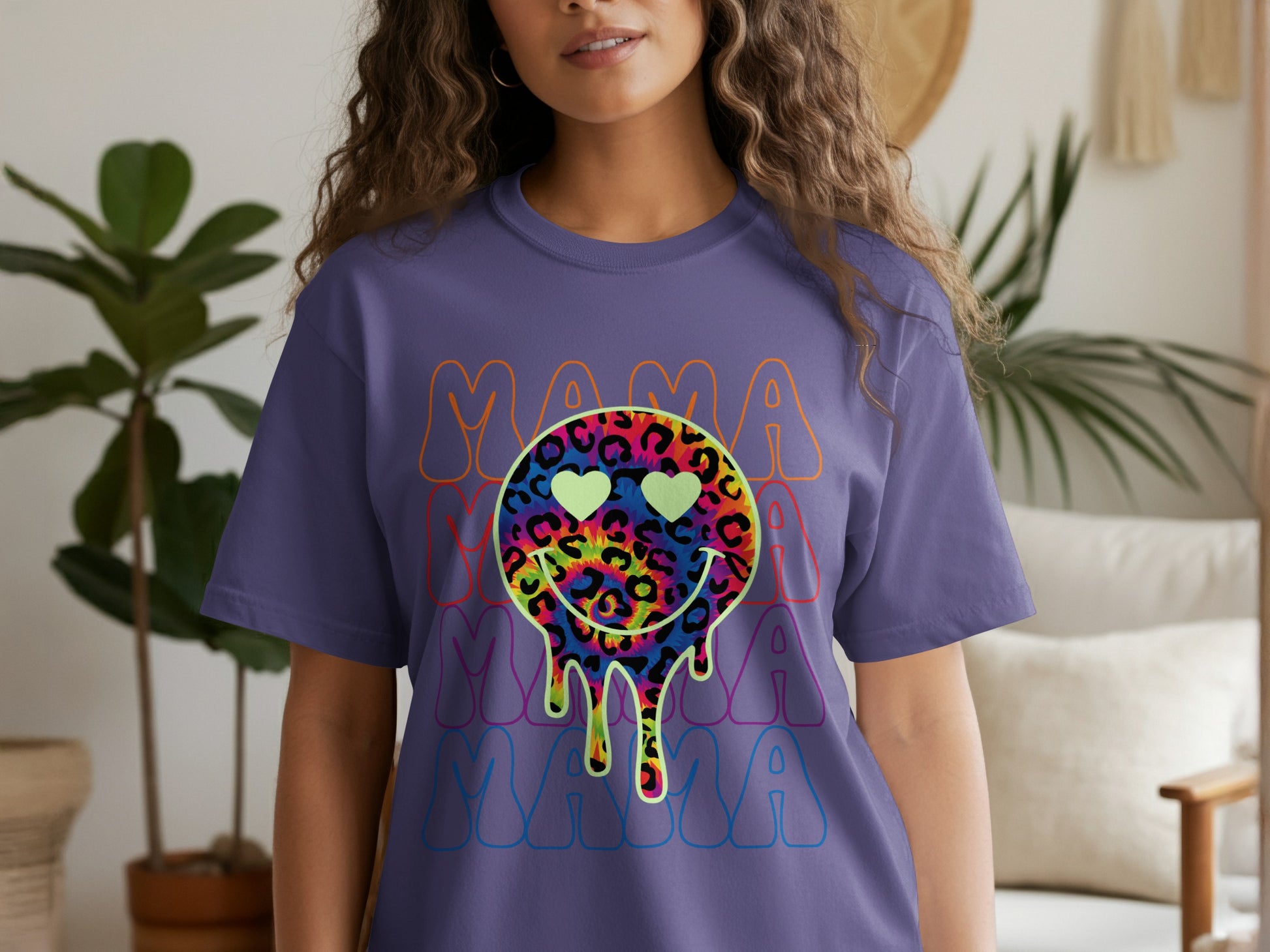 Vibrant Mama Smiley Face Graphic T-Shirt