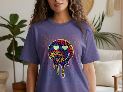 Vibrant Mama Smiley Face Graphic T-Shirt