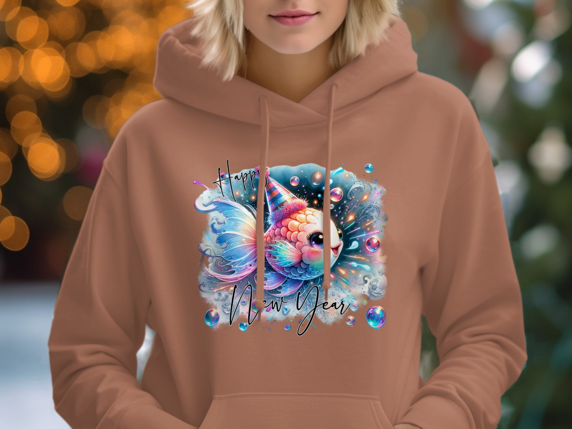 Happy New Year Colorful Art Hoodie for Festive Look