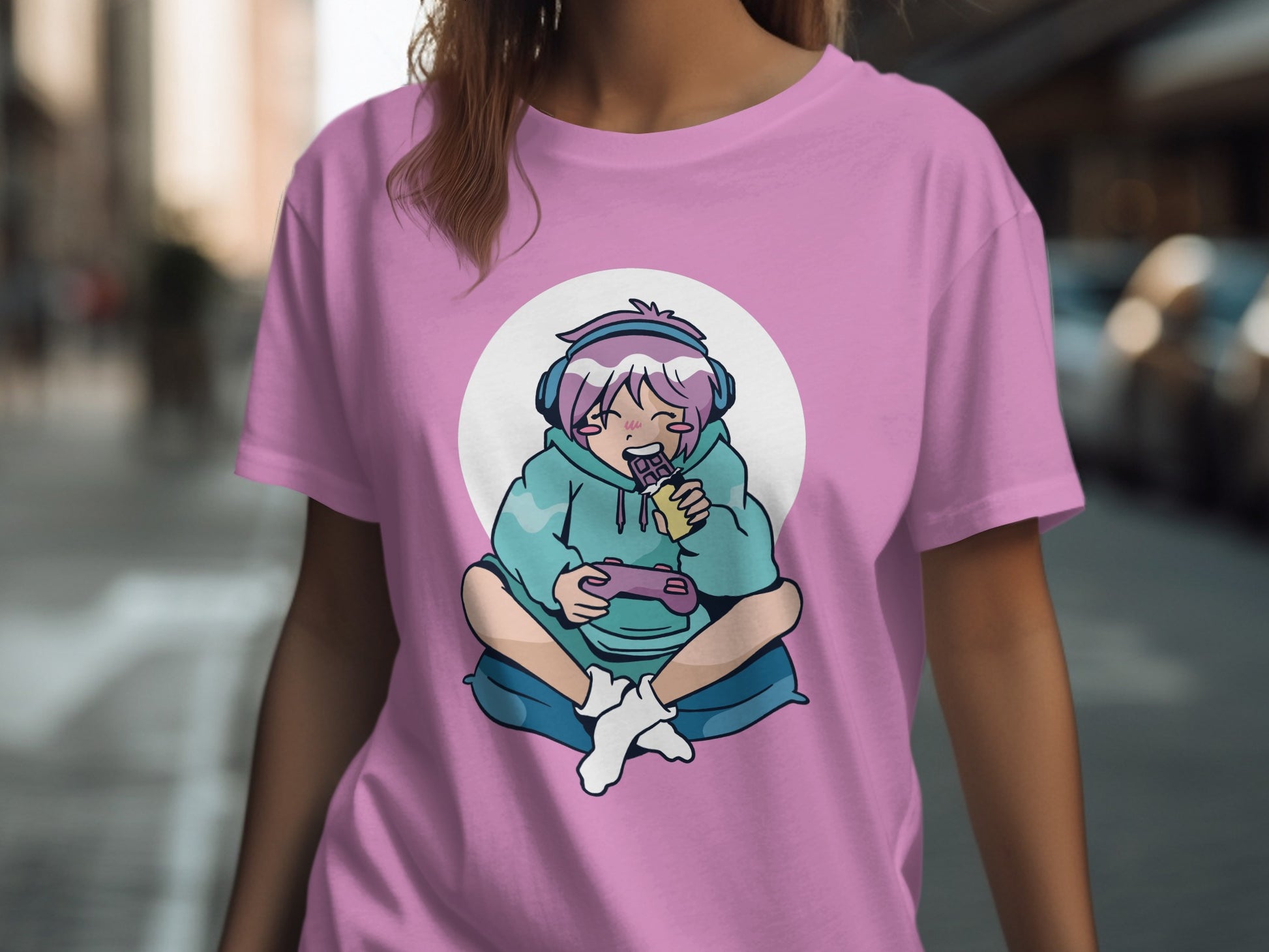Gamer Girl Streetwear with Headphones T-Shirt