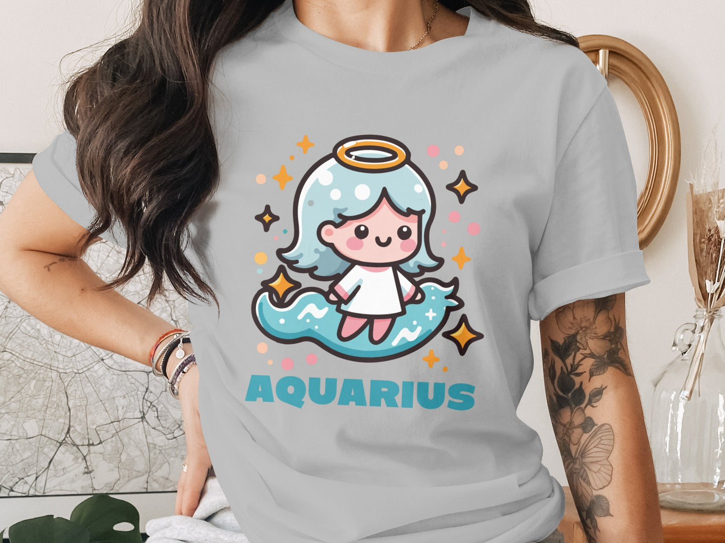 Cute Aquarius Zodiac Sign Character T-Shirt
