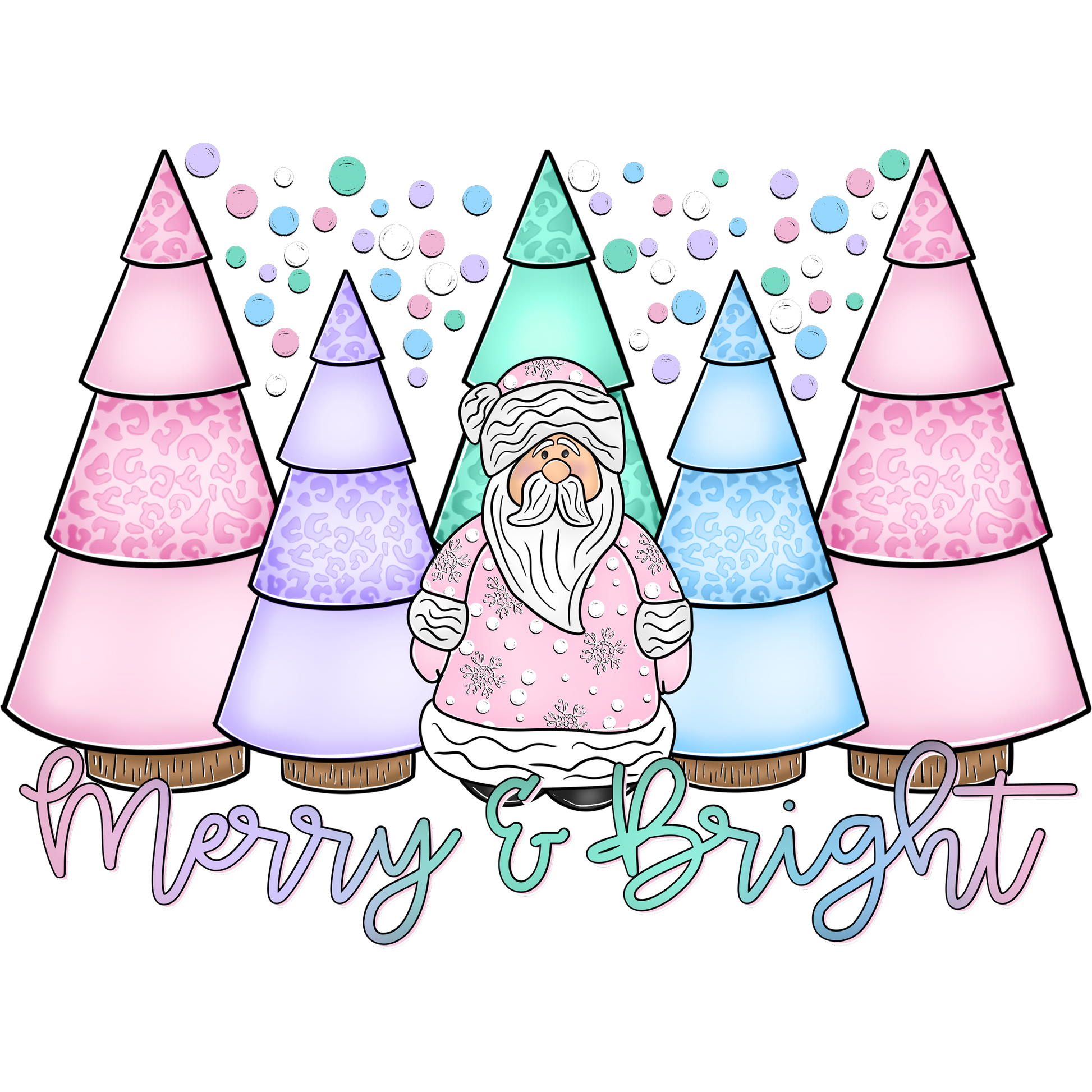 Merry and Bright Santa and Colorful Trees product