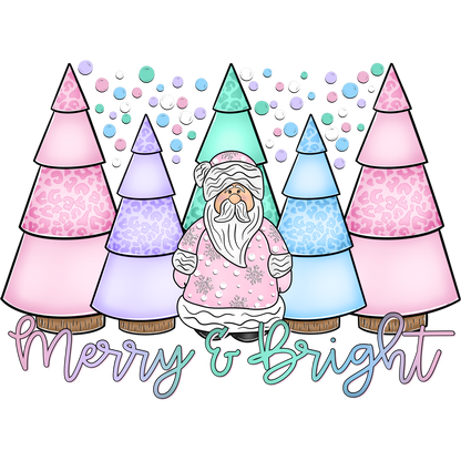 Merry and Bright Santa and Colorful Trees product