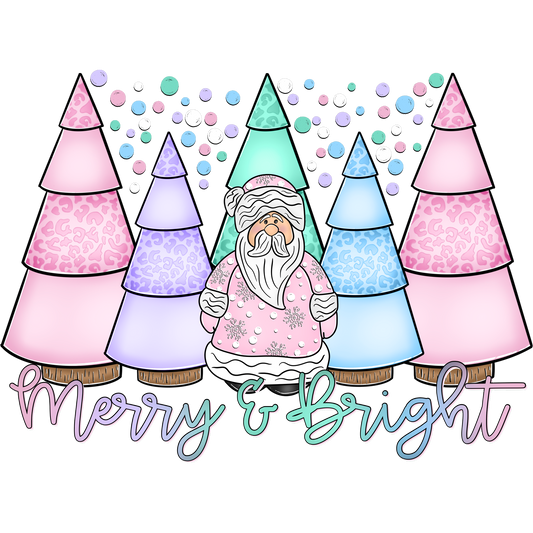 Merry and Bright Santa and Colorful Trees product