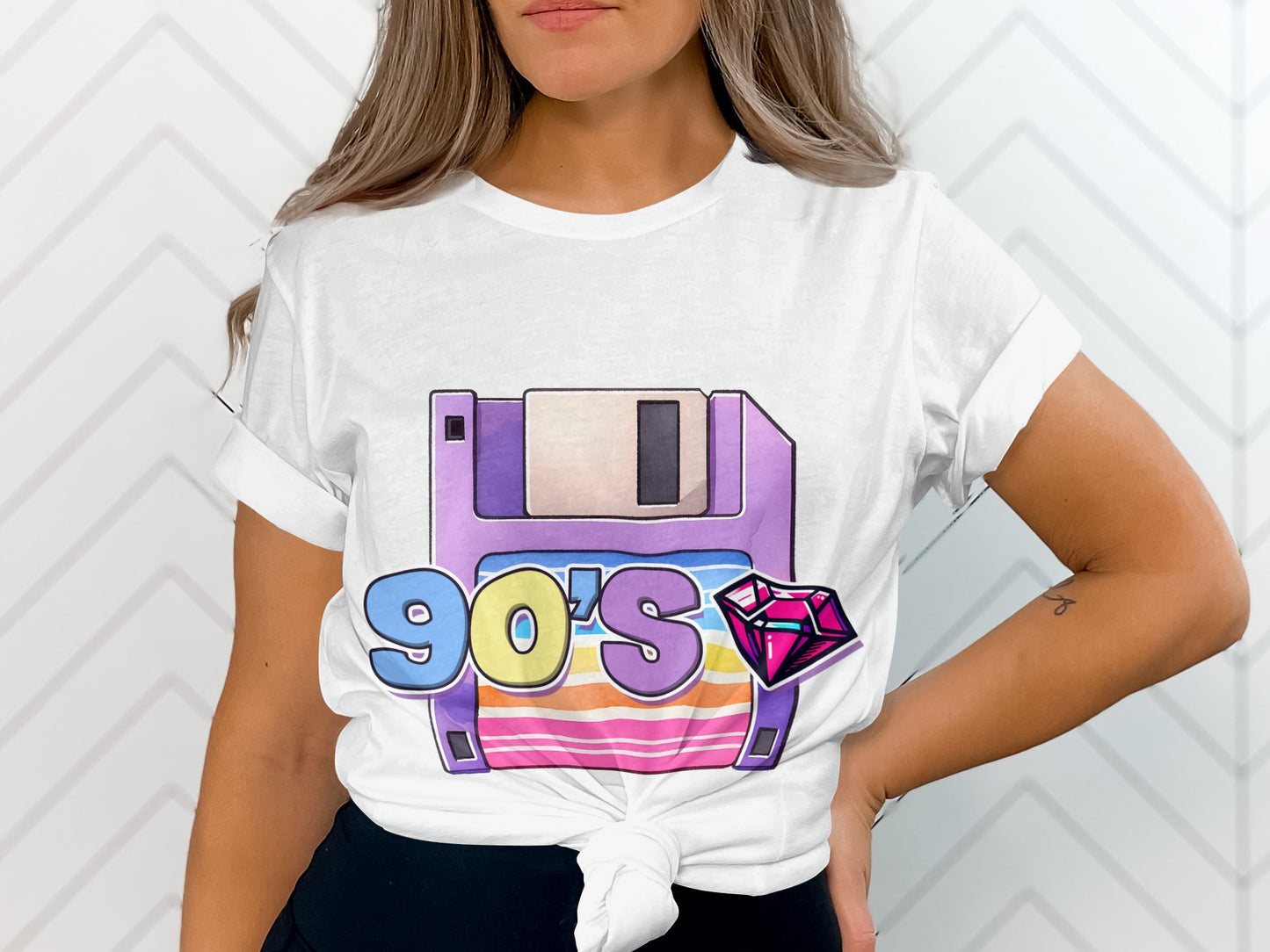 Retro 90's Floppy Disk Graphic T-Shirt