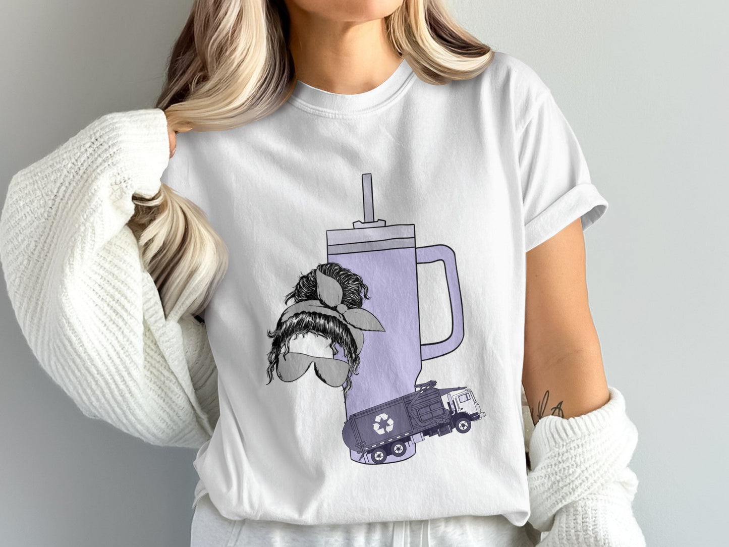 Recycle Truck and Coffee Cup Graphic T-Shirt Product