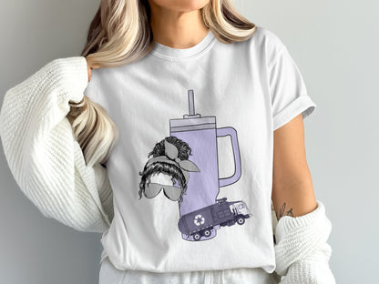 Recycle Truck and Coffee Cup Graphic T-Shirt Product