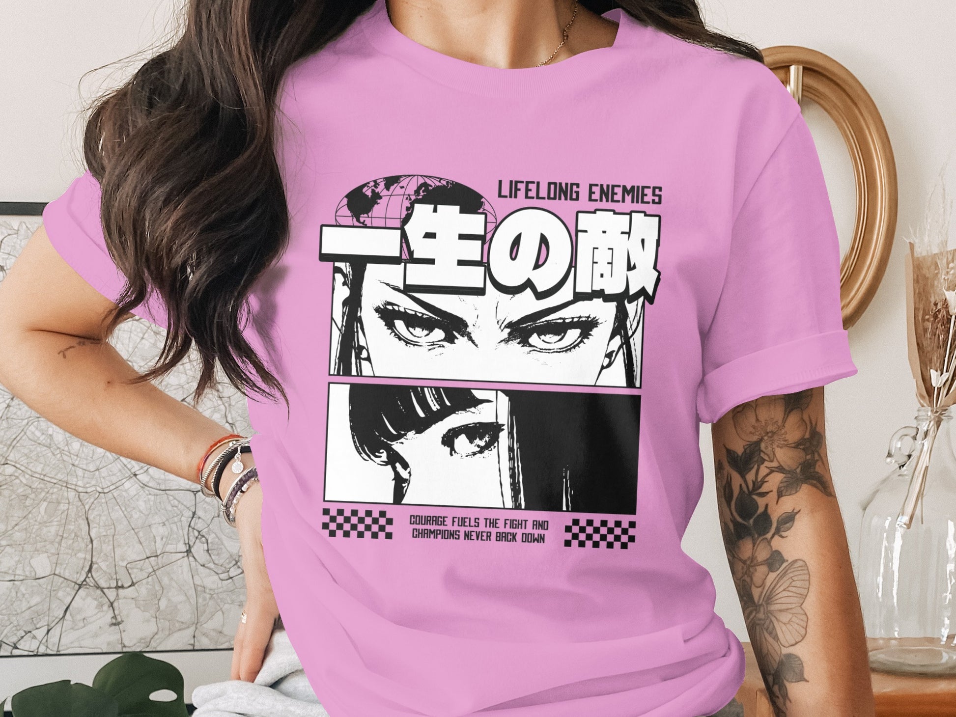 Lifelong Enemies Graphic T-Shirt Design for Manga Lovers