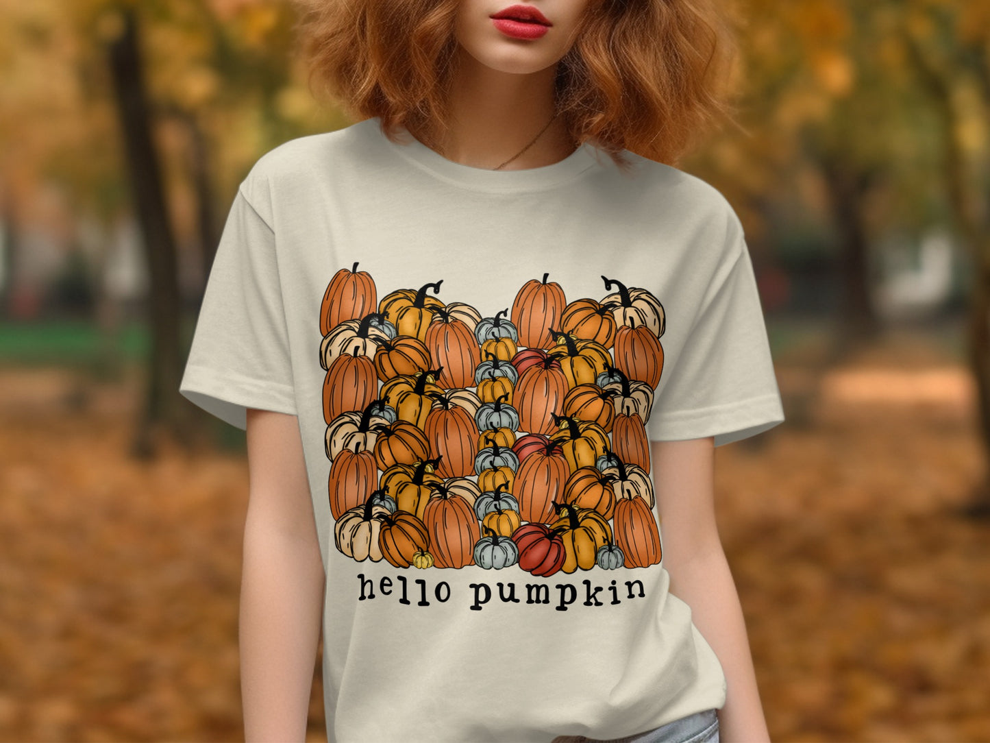Hello Pumpkin Graphic Autumn Season T-Shirt