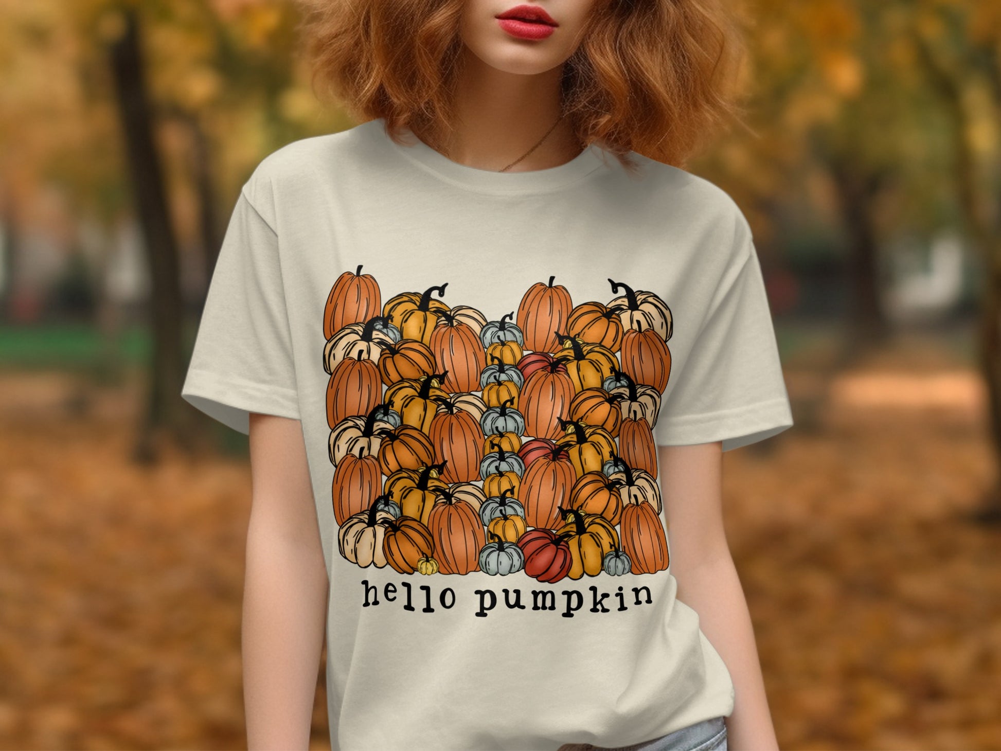 Hello Pumpkin Graphic Autumn Season T-Shirt