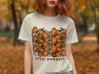 Hello Pumpkin Graphic Autumn Season T-Shirt