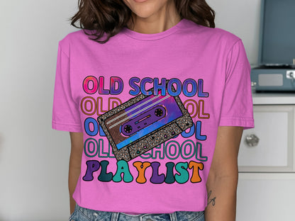 Old School Playlist Retro Music Graphic T-Shirt