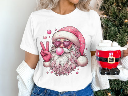 Cool Santa Peace Sign Christmas Holiday Shirt