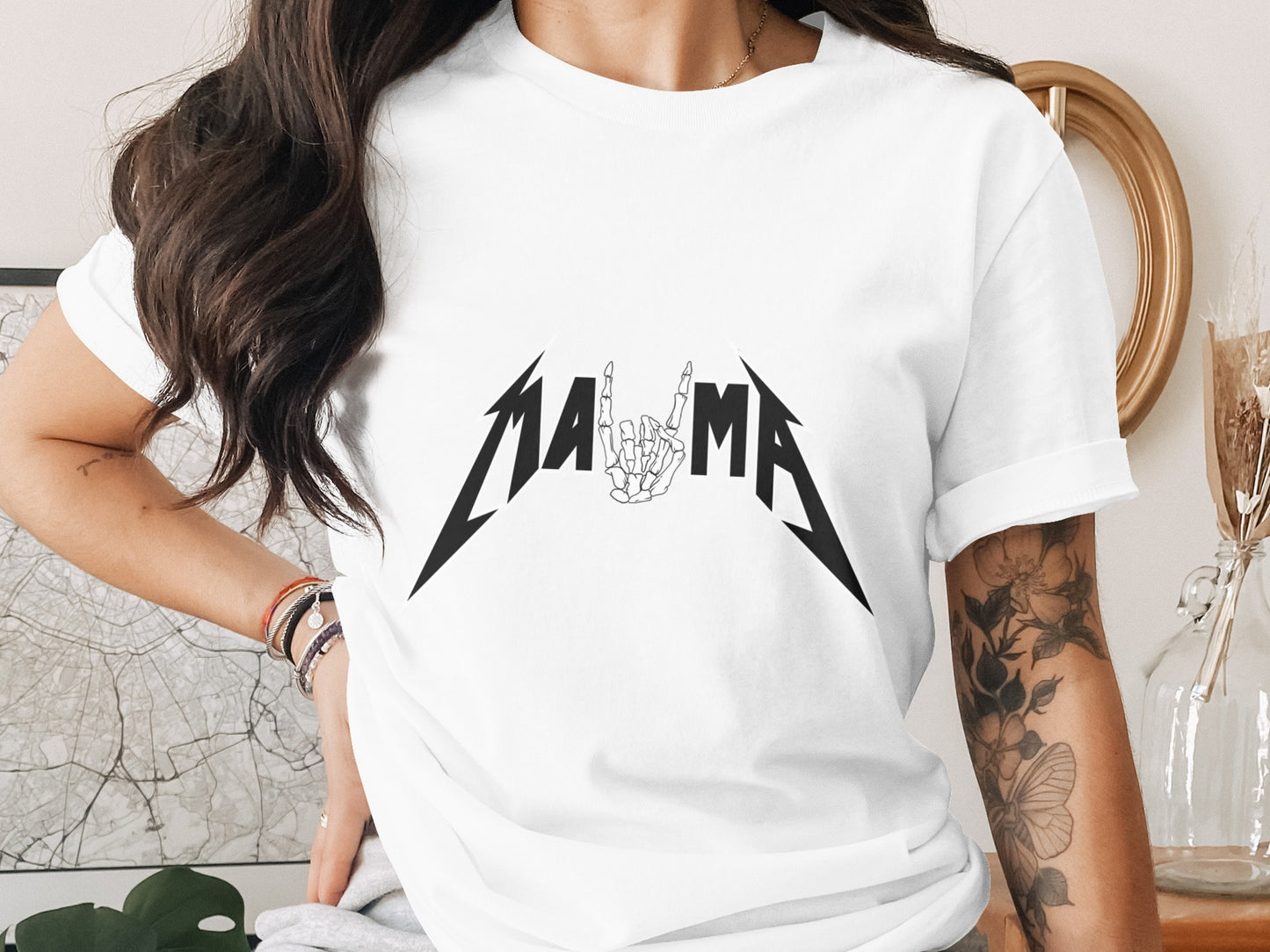 MAMA Rock Hand Gesture Graphic Printed T-shirt