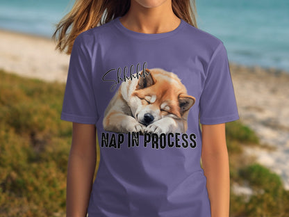 Shhhhh Nap In Process Sleeping Dog Graphic T-Shirt
