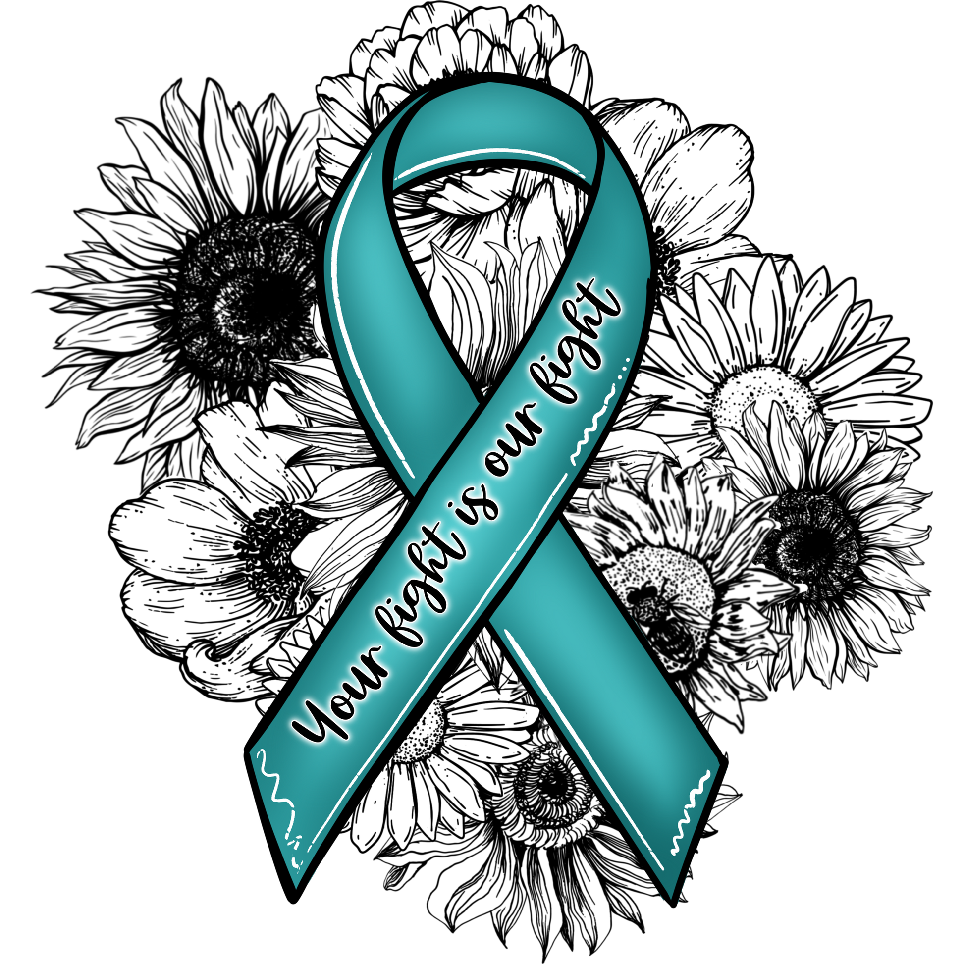 Your Fight Is Our Fight Ribbon With Flowers Art