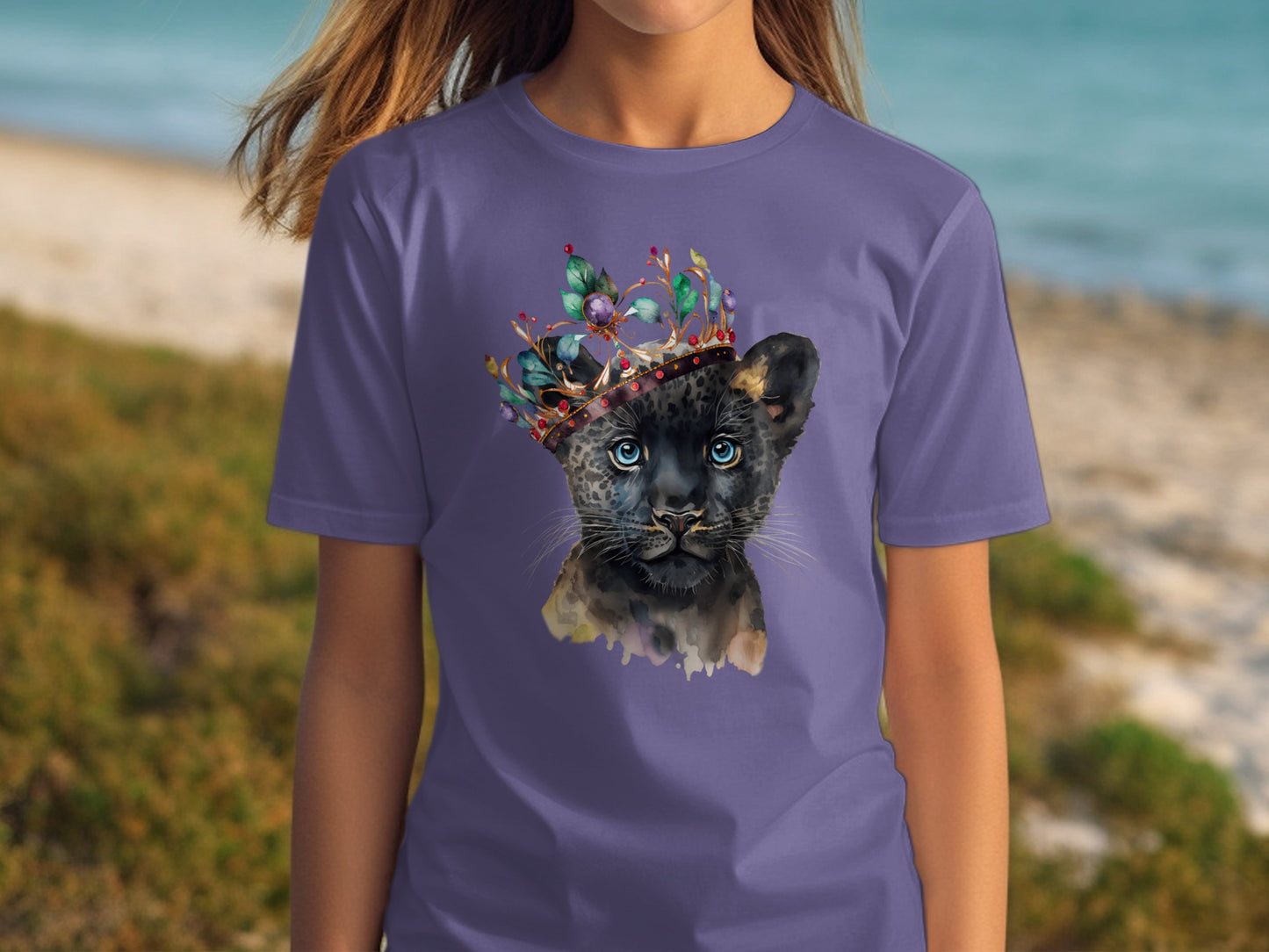 Majestic Black Panther with Crown Graphic T-shirt
