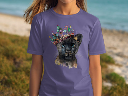 Majestic Black Panther with Crown Graphic T-shirt