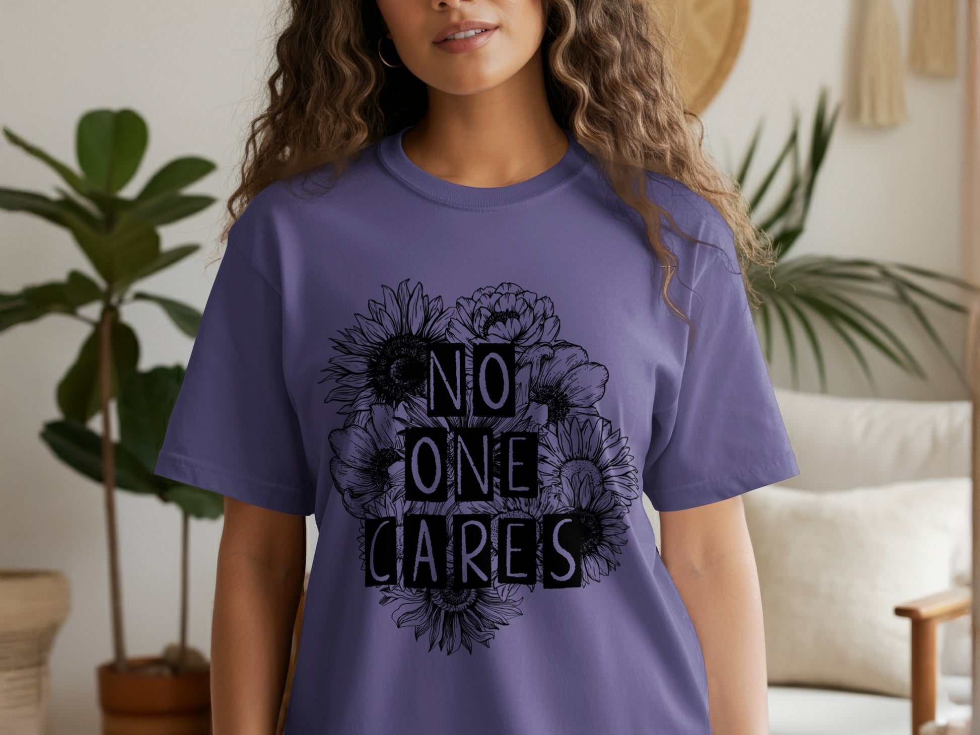 No One Cares Graphic Tee Casual Fashion Product