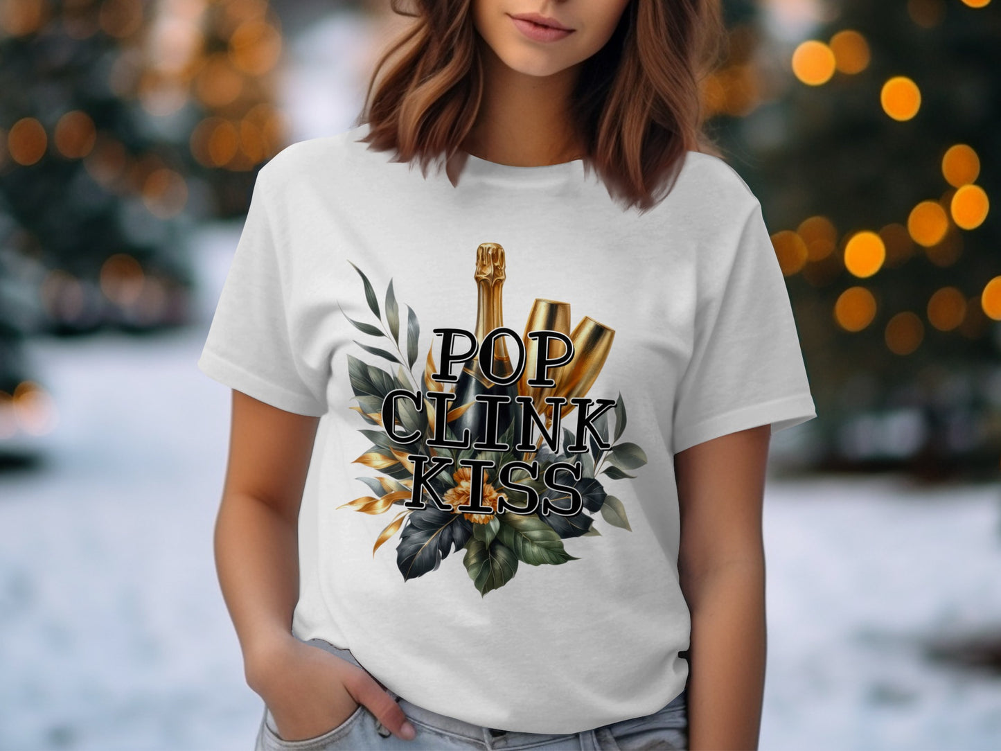 Pop Clink Kiss Graphic Tee for the Holidays