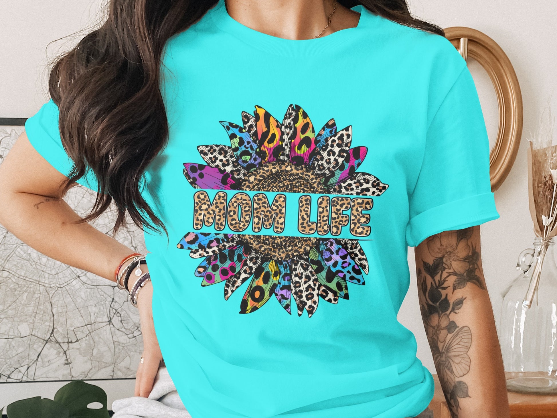 Colorful Sunflower Mom Life Shirt for Fashion