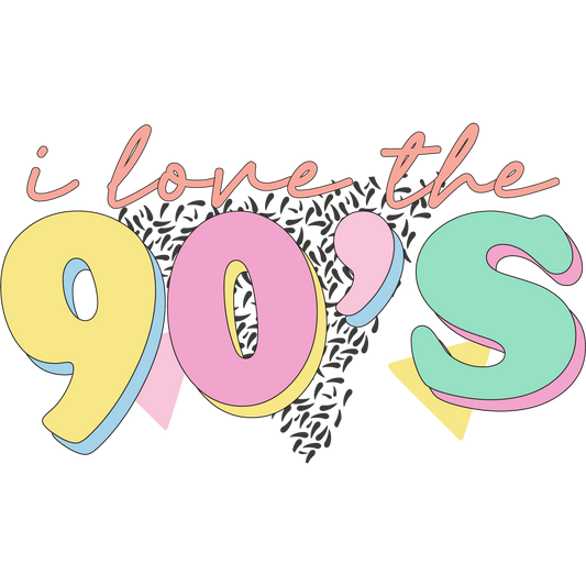 I Love the 90's Colorful Retro Graphic Design T-Shirt