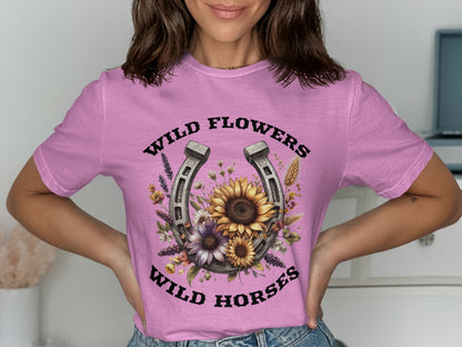 Wild Flowers Wild Horses Graphic T-shirt