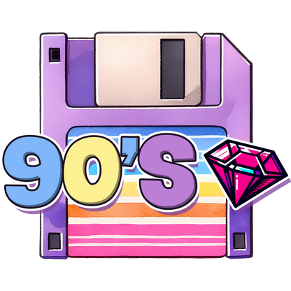 Retro 90s Floppy Disk with Gem Graphic Sticker