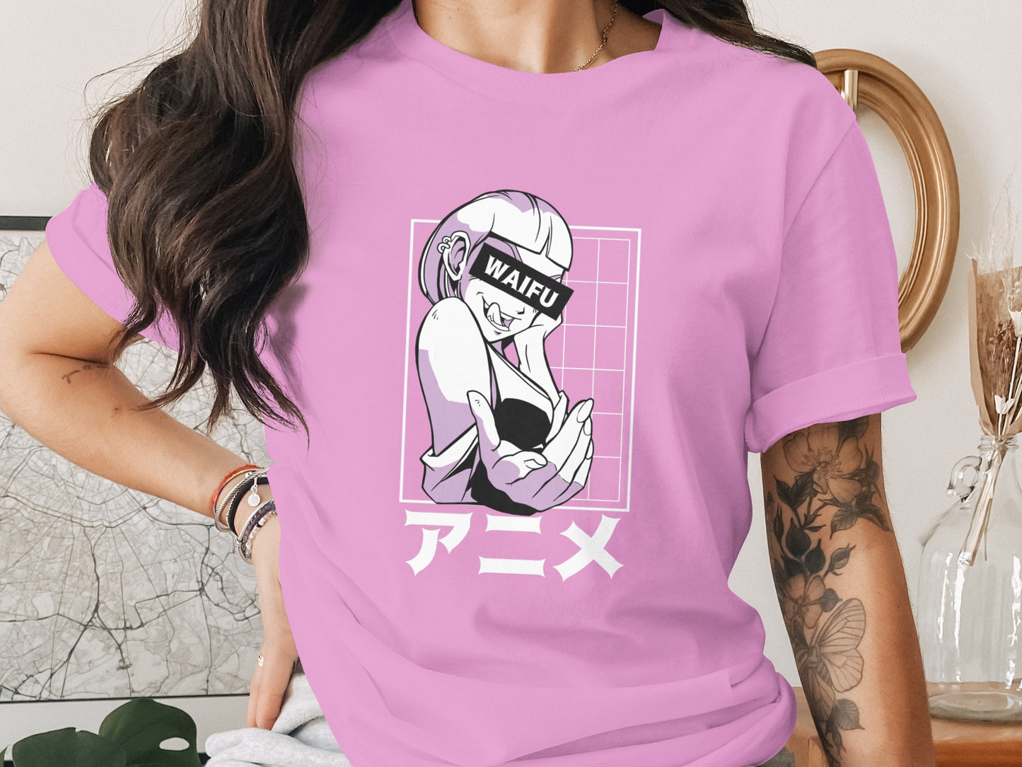 Cartoon Graphic Tee with Anime Style Print Shirt