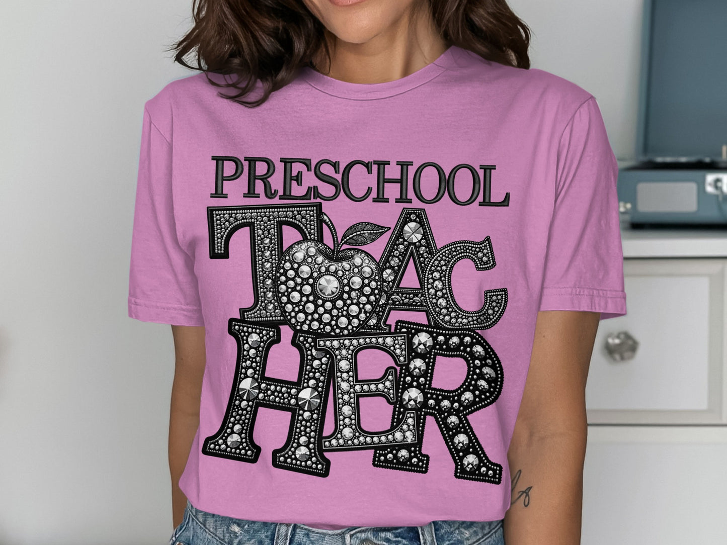 Trendy Preschool Teacher Graphic Tee for Women