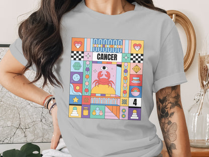 Unique Zodiac Cancer Art Graphic Short Sleeve Shirt