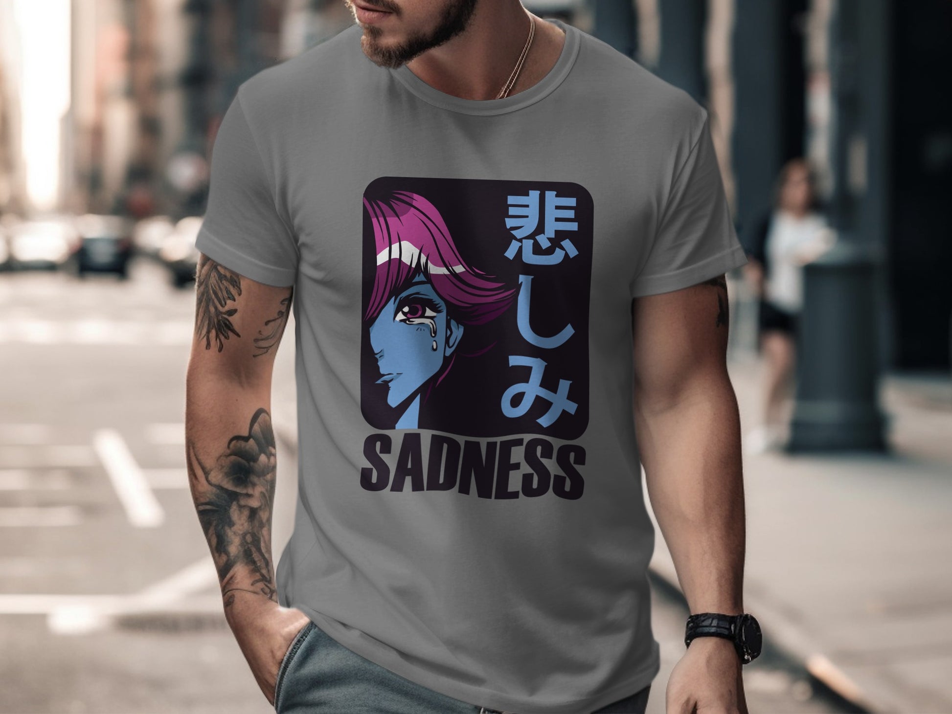 Sadness Anime Character Graphic Short Sleeve T-Shirt