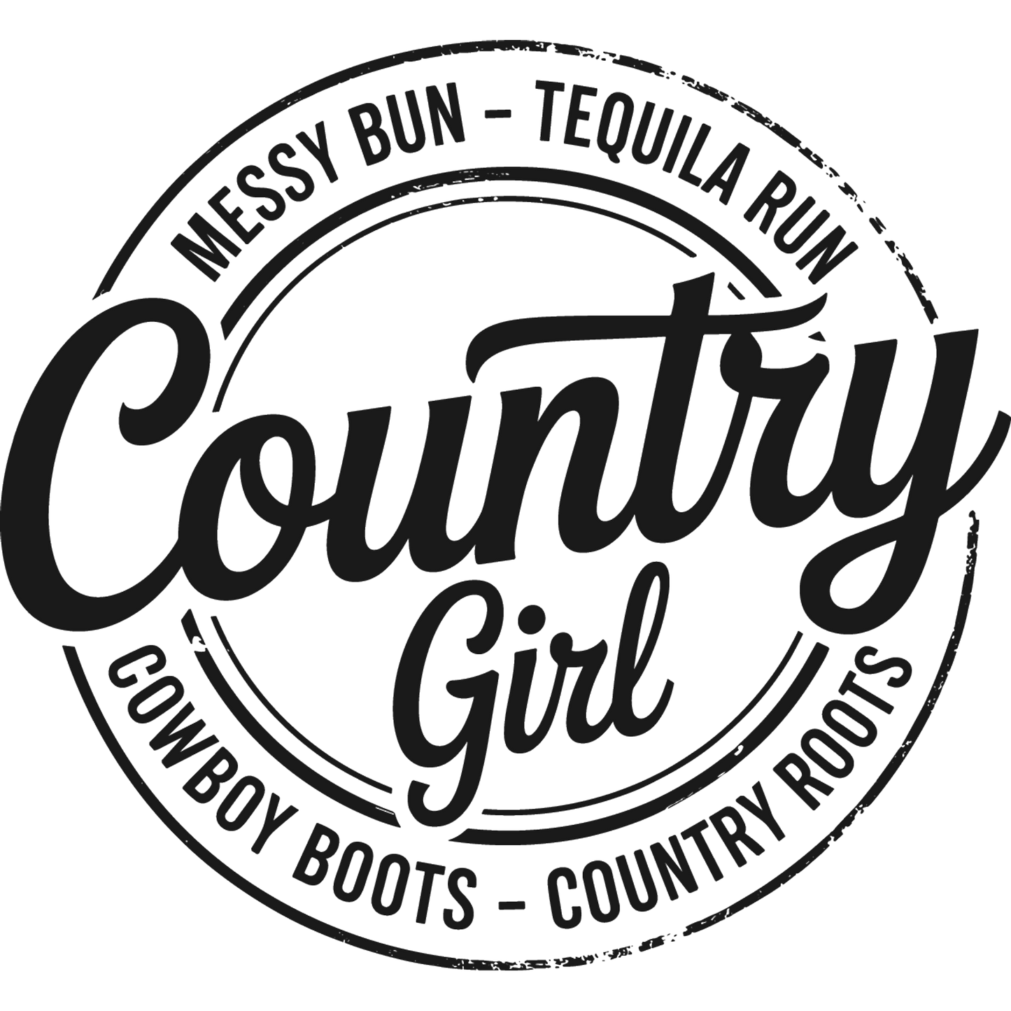 Messy Bun Tequila Run Country Girl Cowboy Boots Tee