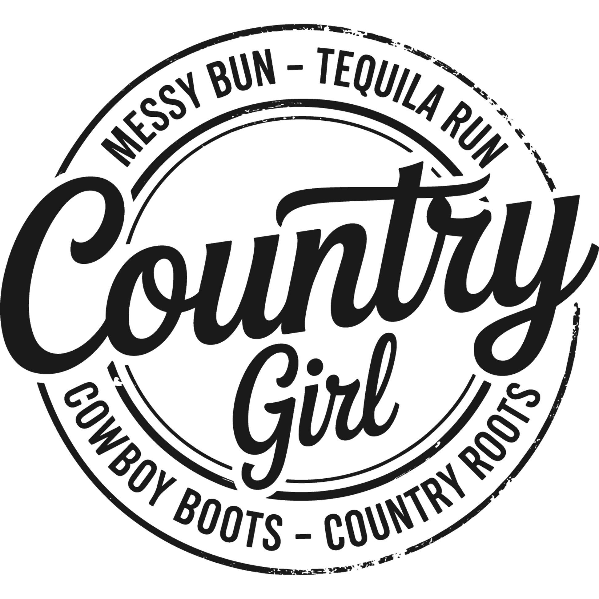 Messy Bun Tequila Run Country Girl Cowboy Boots Tee