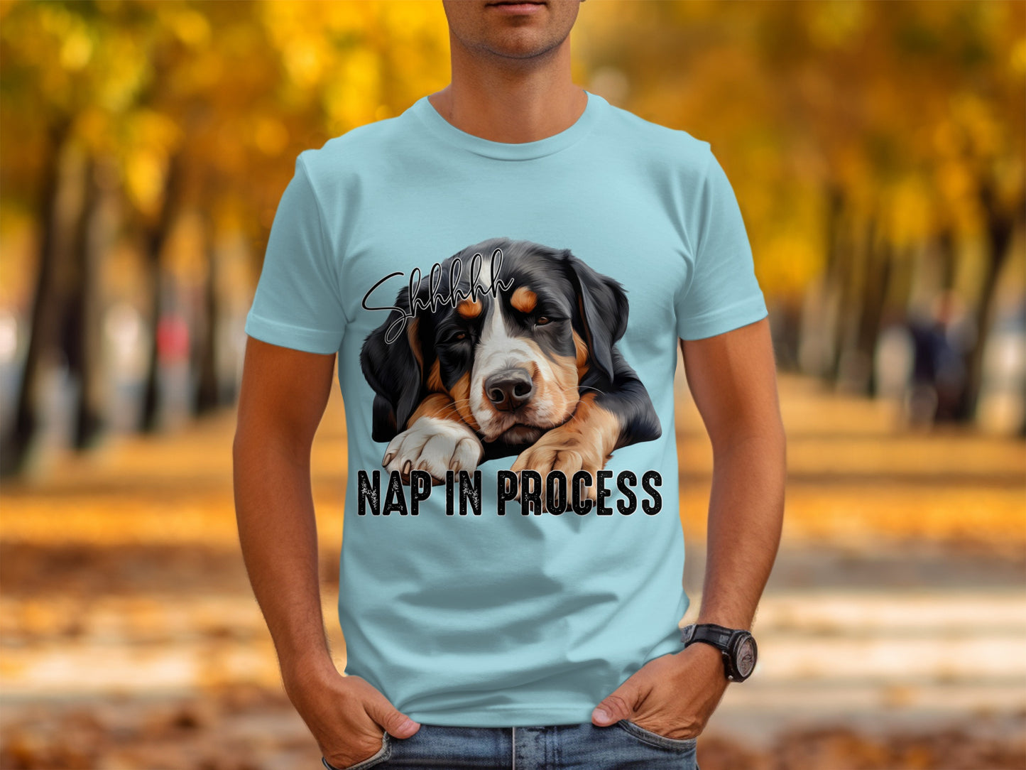Shhhh Nap In Process Dog Graphic Tee for Casual Wear