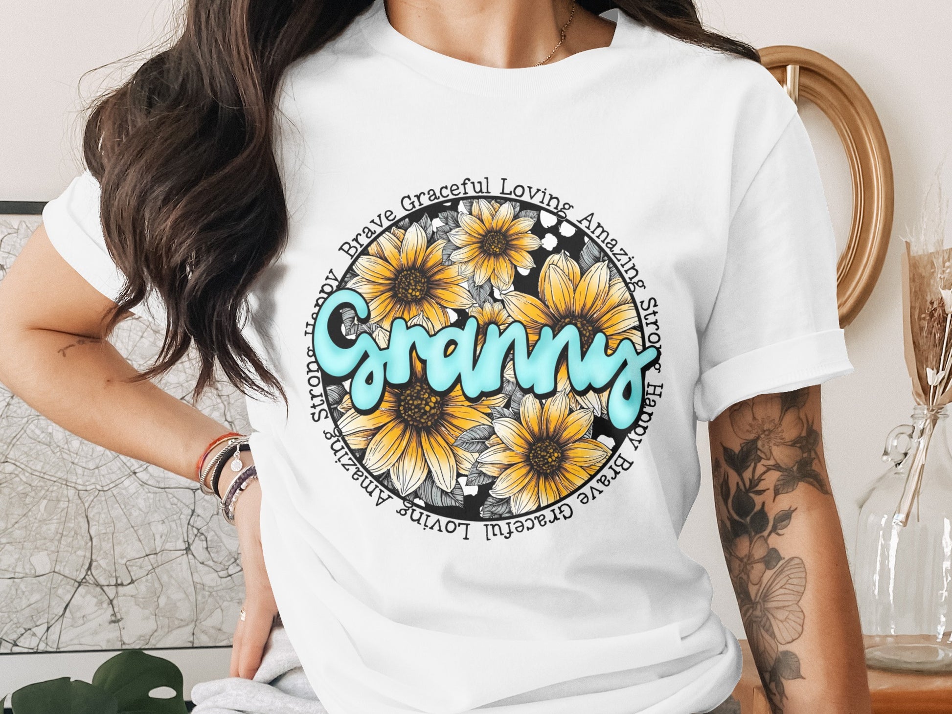 Granny Floral Design Short Sleeve Shirt