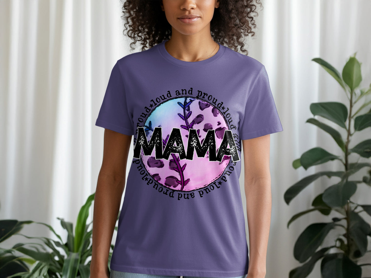Proud Mama Graphic Women's T-Shirt Bold Floral Design