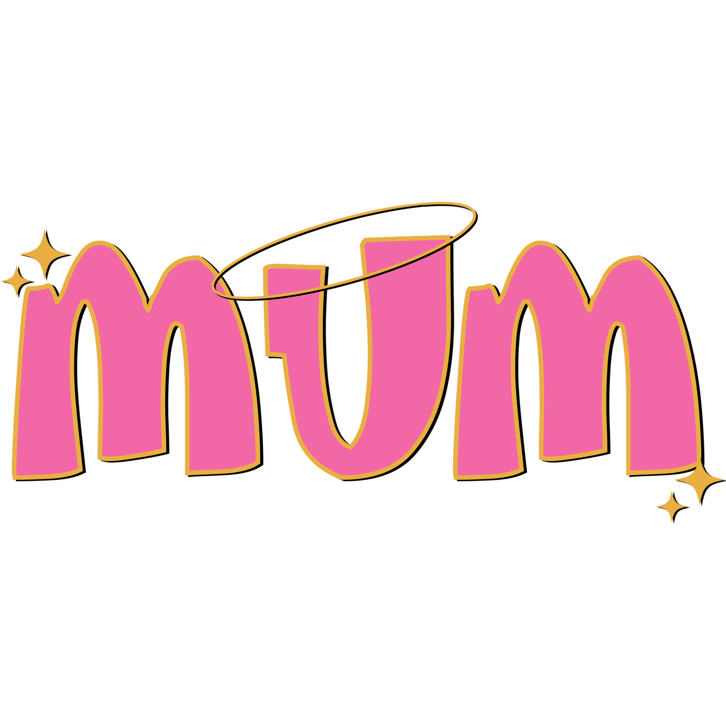 Pink Mum Text Design with Halo and Stars Decor