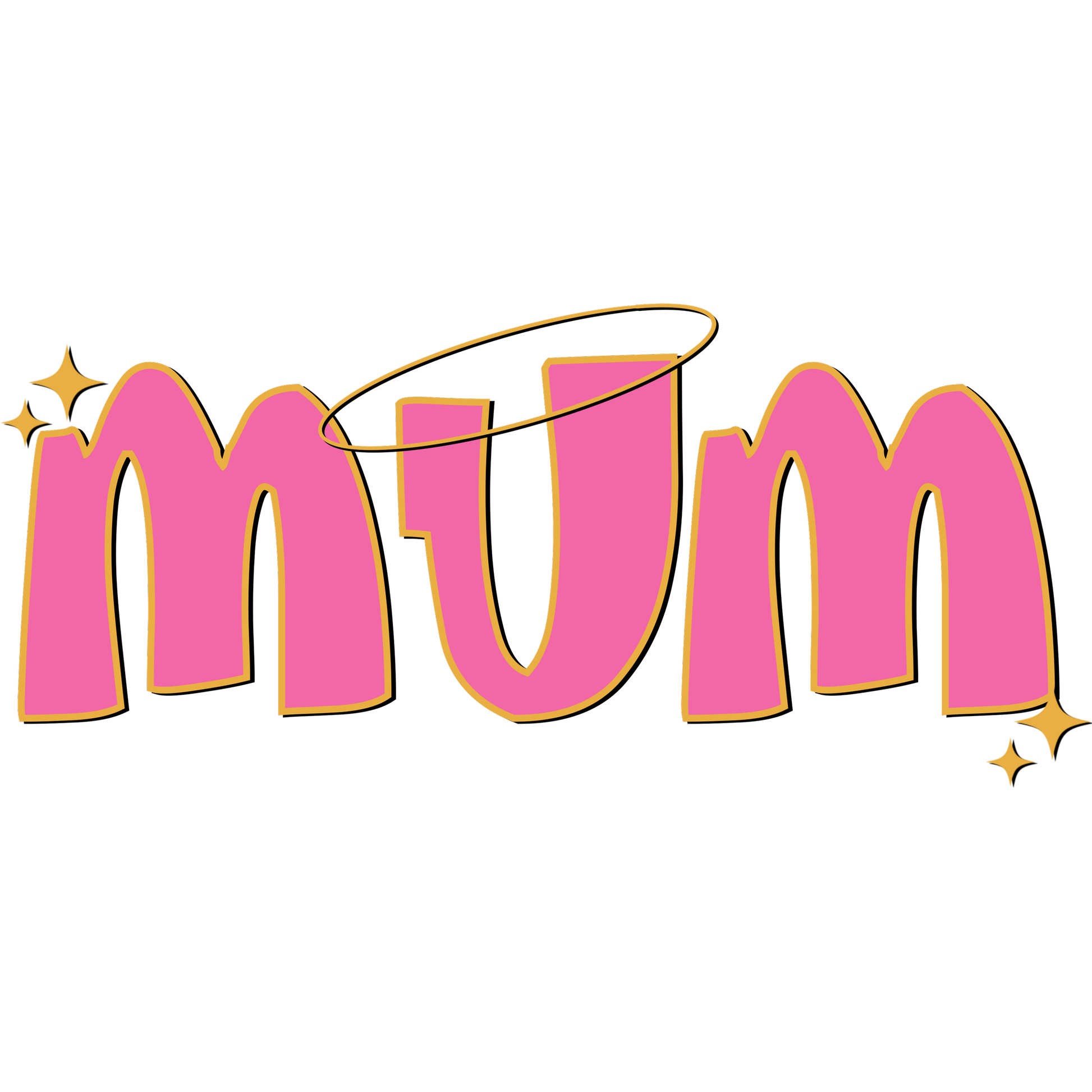 Pink Mum Text Design with Halo and Stars Decor