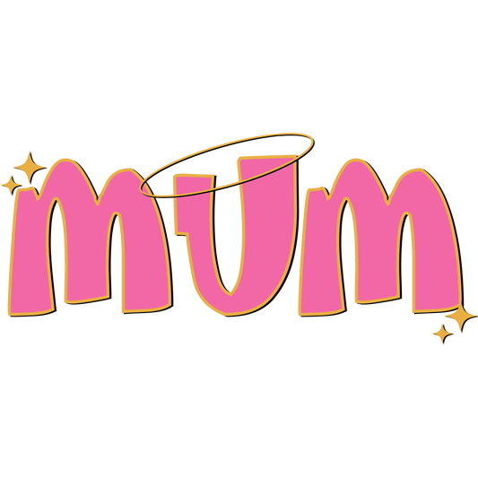 Pink Mum Text Design with Halo and Stars Decor