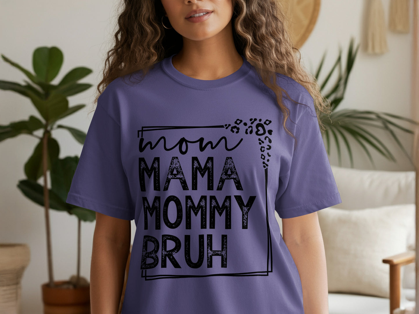 Mom Mama Mommy Bruh Purple Graphic T-Shirt