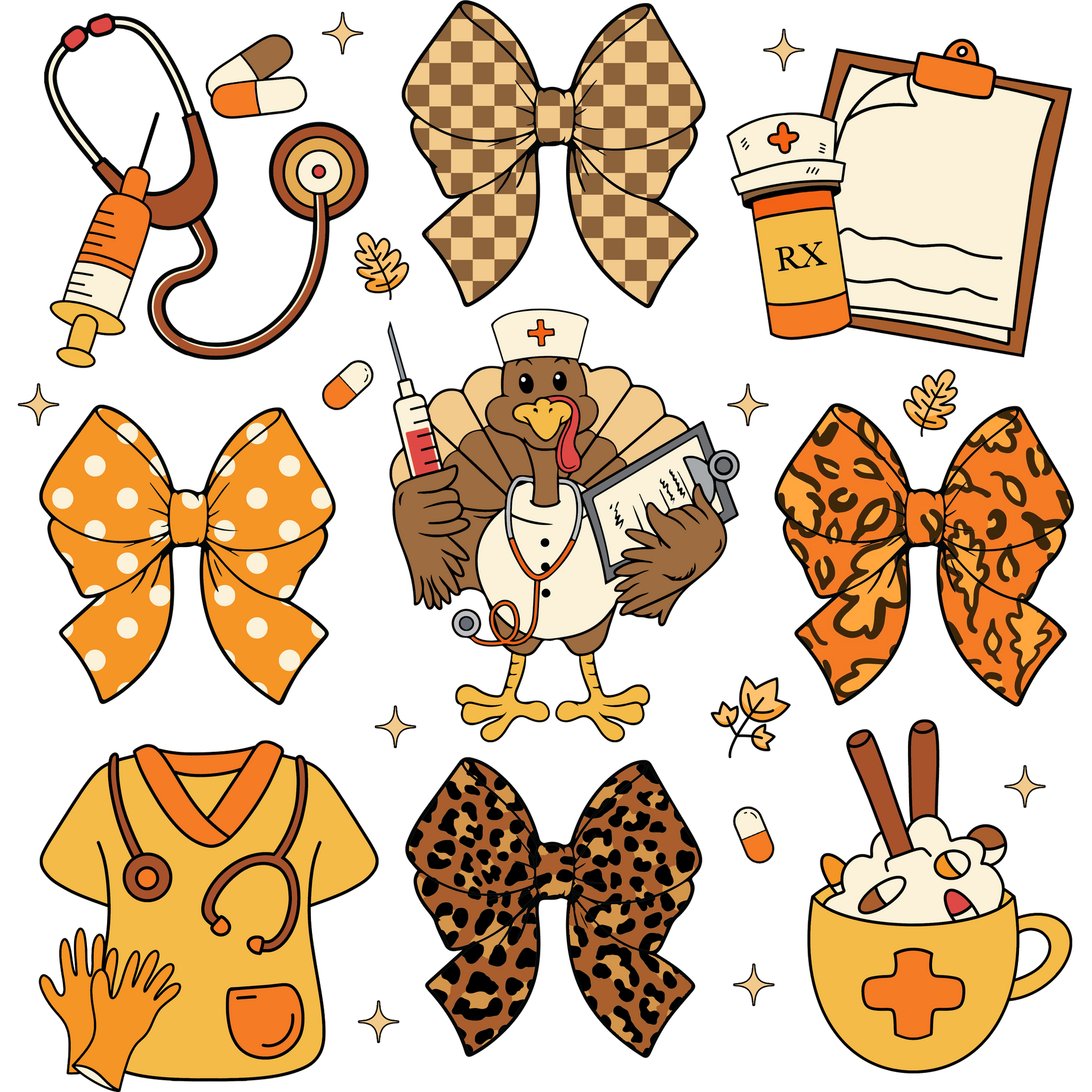 Thanksgiving Medical Theme Stickers Set for Decoration