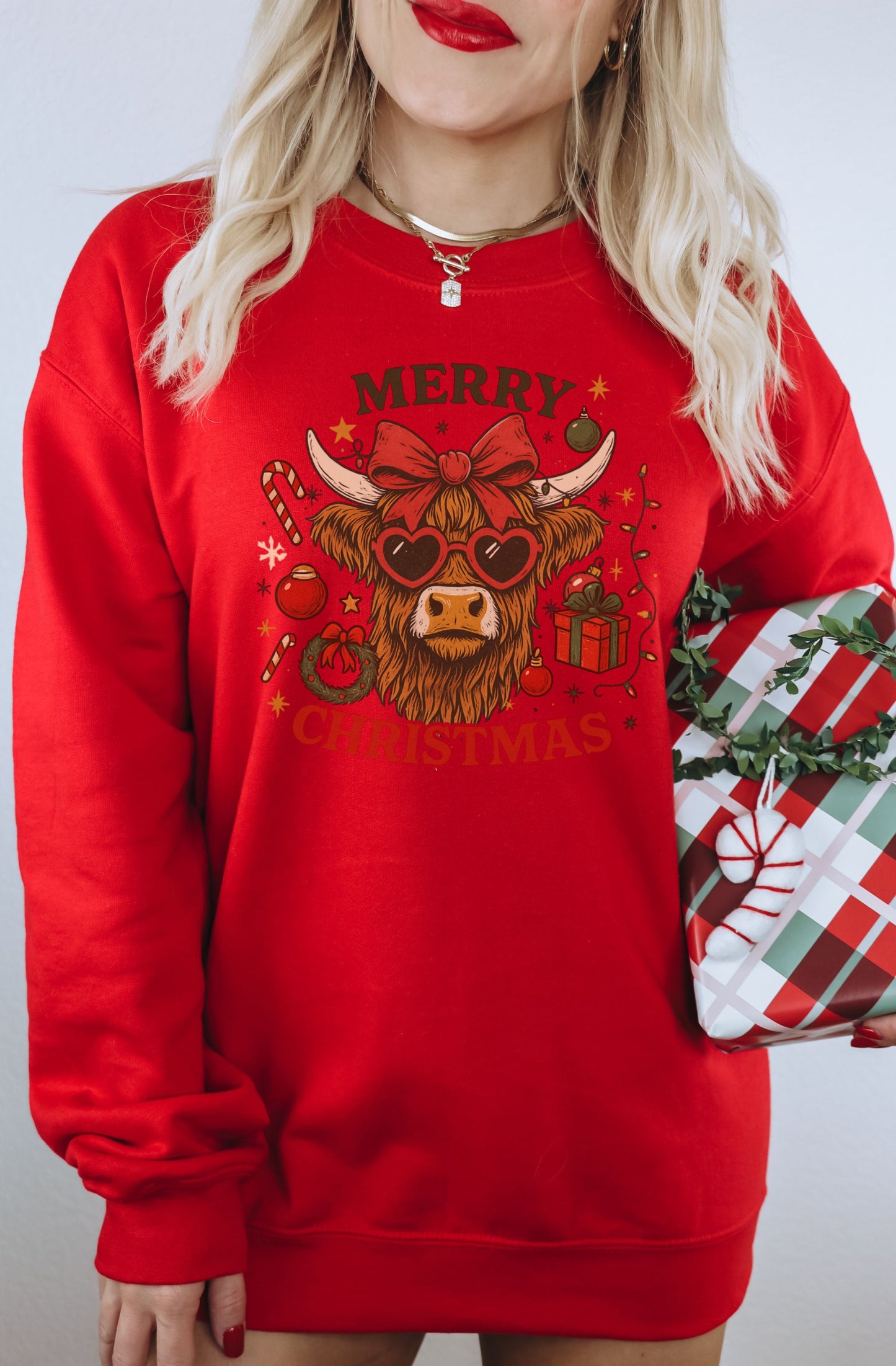 Merry Christmas Highland Cow Sweatshirt
