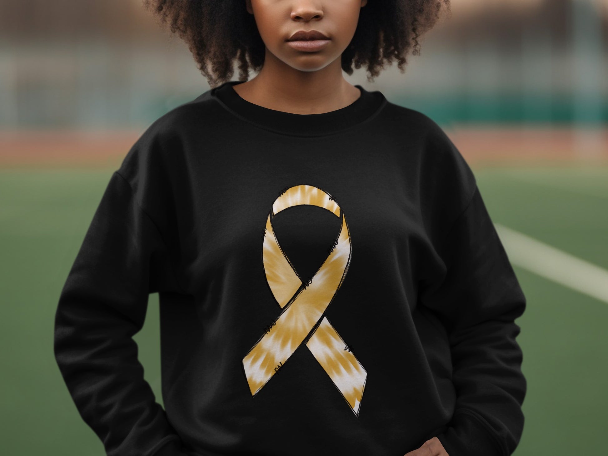 Yellow Ribbon Design Sweatshirt for Awareness Event