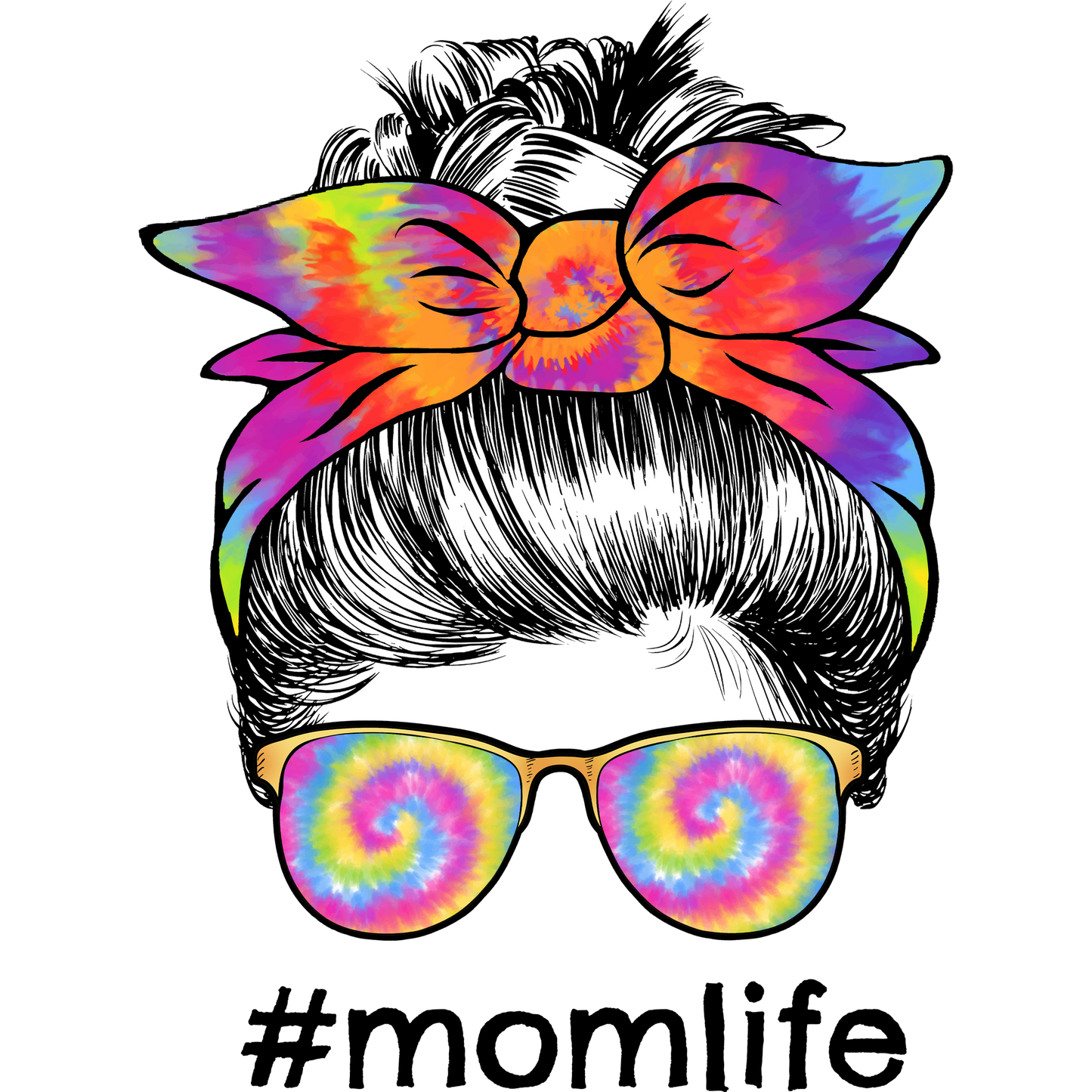 Colorful Tie-Dye Mom Life Headband Graphic Design