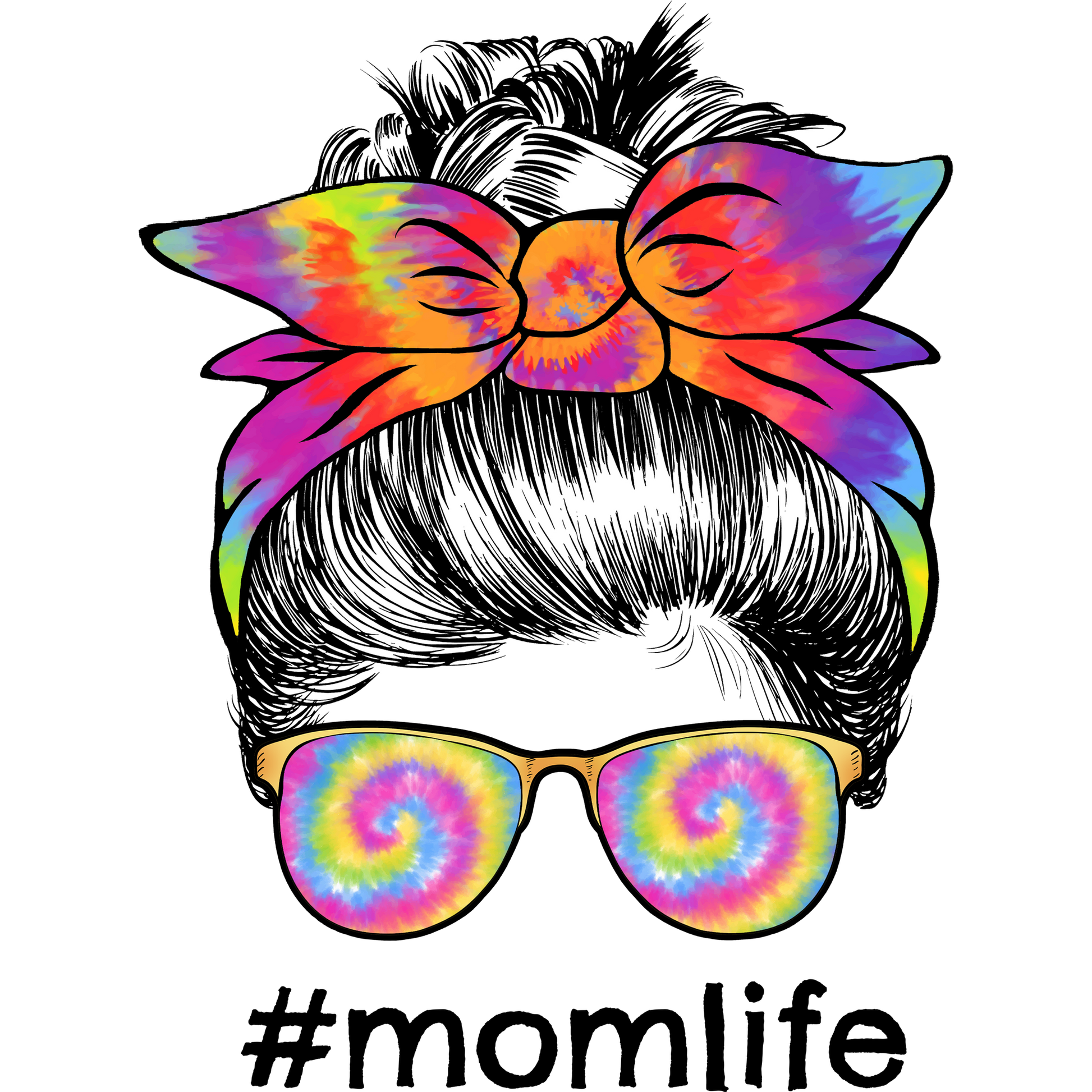 Colorful Tie-Dye Mom Life Headband Graphic Design