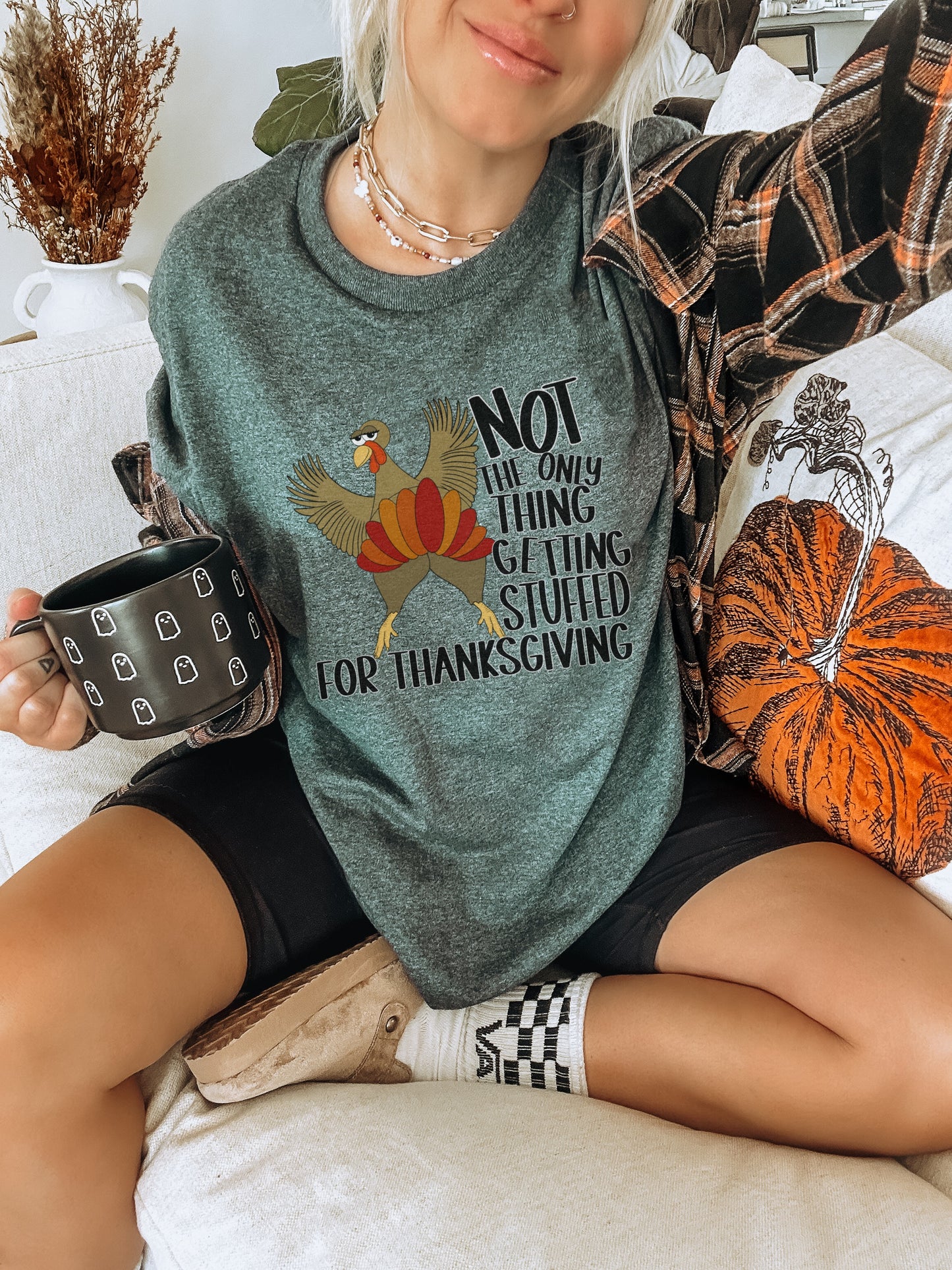 Thanksgiving Turkey Graphic Tee with Humorous Quote
