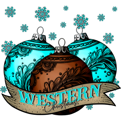 Festive Western Christmas Ornament with Snowflakes